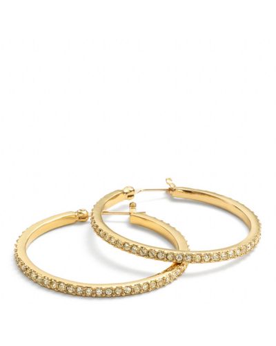coach signature logo pave hoop earrings
