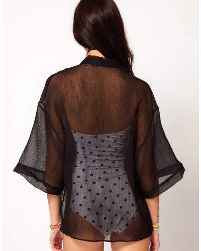black maxi beach kimono