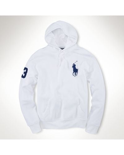 Polo Ralph Lauren Big Pony Fleece Hoodie in White for Men - Lyst