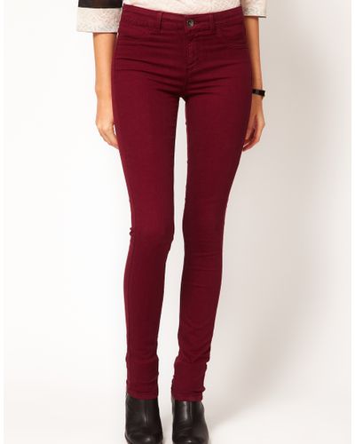 Oasis Jade Skinny Jeans in Maroon (Red) - Lyst