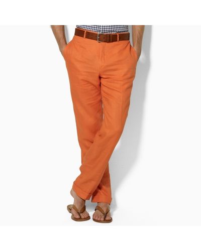 Polo Ralph Lauren Preston Linen Trouser in Orange for Men - Lyst