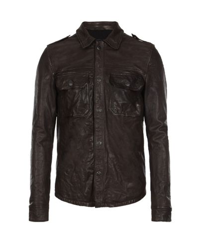 allsaints leather shirt