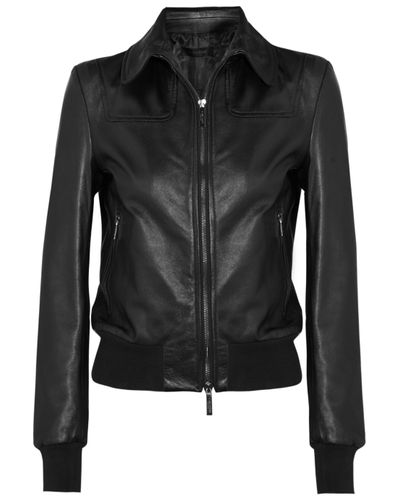 Calvin Klein Lamas Leather Jacket in Black - Lyst