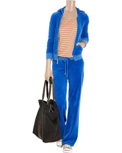 Juicy Couture Embellished Velour Track Pants in Blue - Lyst