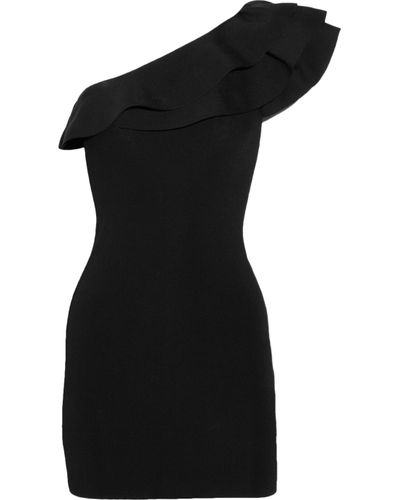 Valentino One-shoulder Ruffled Stretch-jersey Dress in Black - Lyst