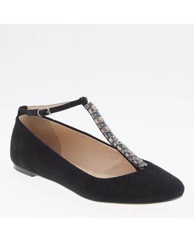 J.Crew Collection Jeweled T-strap Ballet Flats in Black - Lyst