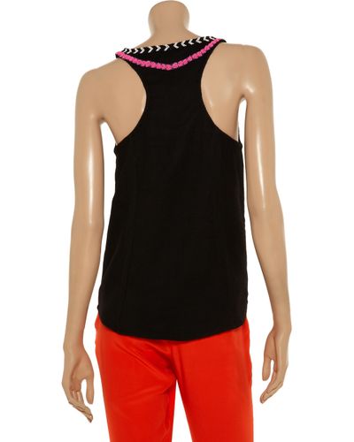 Mara Hoffman Beaded Wool Tank in Black - Lyst