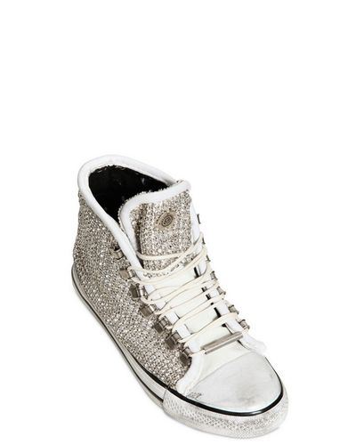 Black Dioniso Leather and Swarovski High Top Sneakers in White for Men ...