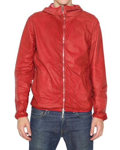 Giorgio Brato Super Light Hooded Nappa Leather Jacket in Red for Men - Lyst