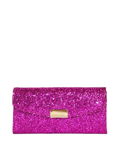 Jimmy Choo Riane Glitter Fabric Clutch in Purple - Lyst