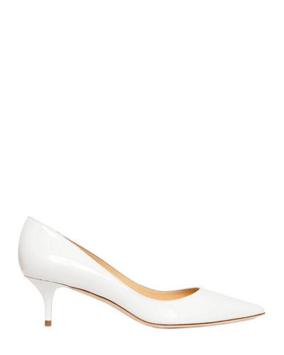 Jimmy Choo 50mm Aza Patent Leather Pointy Pumps in White - Lyst