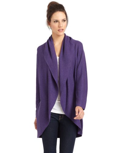 Eileen Fisher Shawl Collar Cardigan in Purple - Lyst