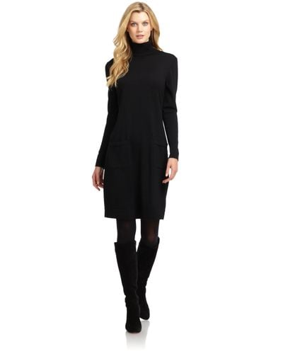 Lafayette 148 New York Merino Wool Turtleneck Sweater Dress in Black - Lyst