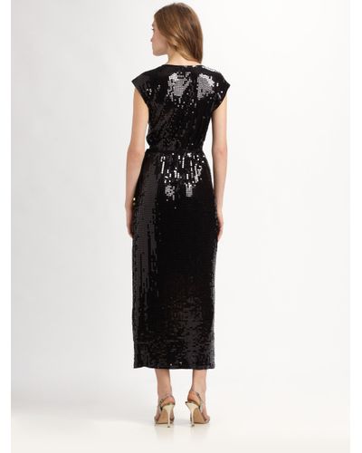 MICHAEL Michael Kors Sequin Wrap Dress in Black - Lyst