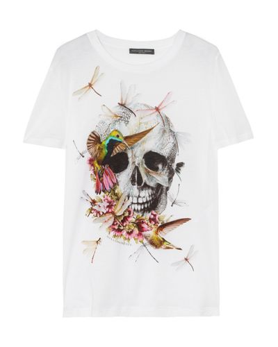 Alexander McQueen Printed Cotton Tshirt in White - Lyst