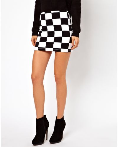 black and white checkerboard skirt