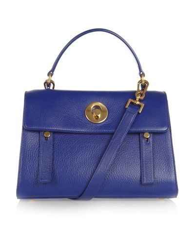 Saint Laurent The Muse Two Small Leather and Canvas Tote in Blue - Lyst