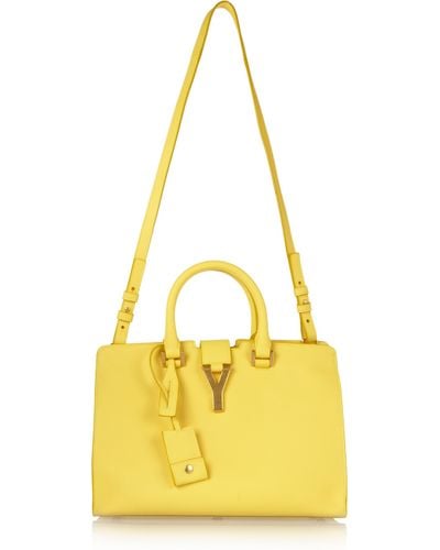 Saint Laurent The Cabas Small Leather Shoulder Bag in Yellow | Lyst