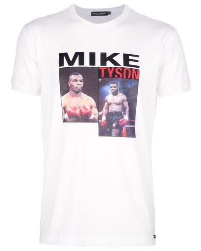 Dolce & Gabbana Printed Mike Tyson Tshirt in White for Men - Lyst