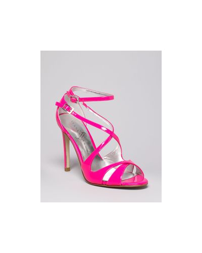 pink strappy high heels