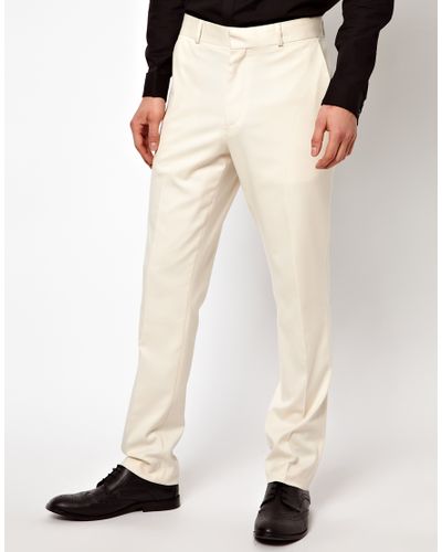 ASOS Asos Slim Fit Tuxedo Suit Trousers in White for Men - Lyst