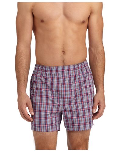 Brooks Brothers Slim Fit Exploded Plaid Boxers in Grey-Red (Purple) for ...