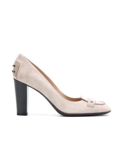Tod's Jodie Suede Loafer Pumps - Natural