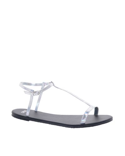 ASOS Factor Flat Sandals in Silver (Metallic) - Lyst