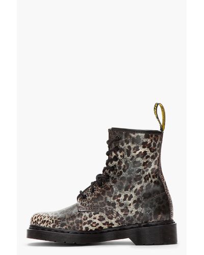 Dr. Martens Leopard Print Leather Boots - Lyst