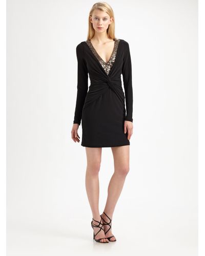 badgley mischka black sequin gown