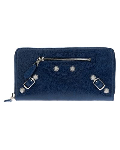 Balenciaga Giant Continental Zip Around Wallet In Blue Lyst Balenciaga Giant Continental Zip Around Wallet In Blue Lyst
