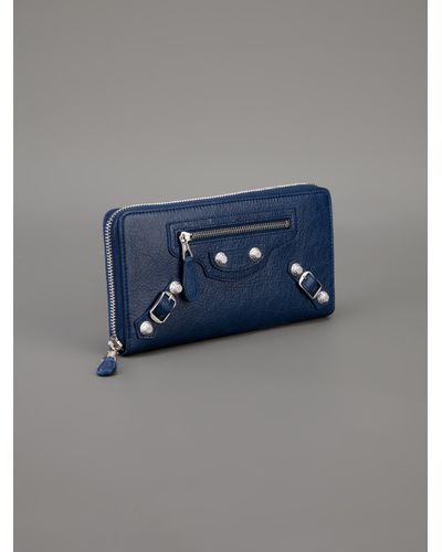 Balenciaga Giant Continental Zip Around Wallet In Blue Lyst Balenciaga Giant Continental Zip Around Wallet In Blue Lyst