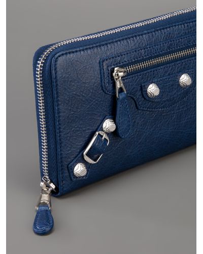 Balenciaga Giant Continental Zip Around Wallet In Blue Lyst Balenciaga Giant Continental Zip Around Wallet In Blue Lyst