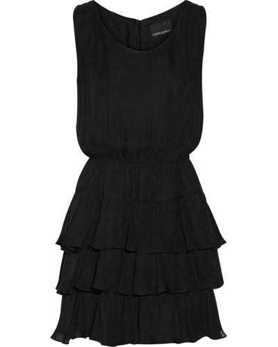 Cynthia Rowley Ruffled Silk Dress in Black - Lyst