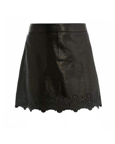 Rag & Bone Laser Cut Leather Skirt in Black - Lyst