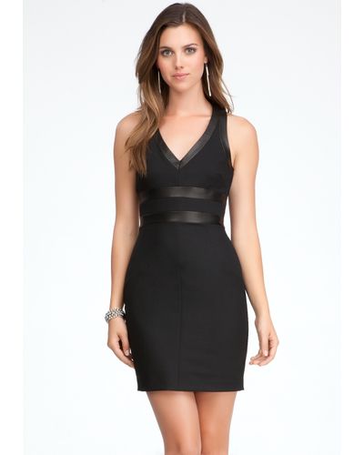 Bebe Strap Back Bodycon Dress in Black | Lyst