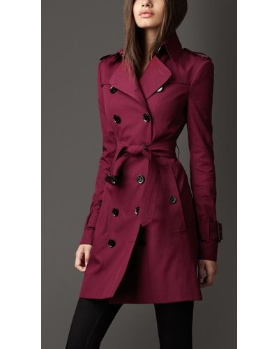 Burberry Mid-Length Technical Cotton Double Gun Flap Trench Coat in Red ...