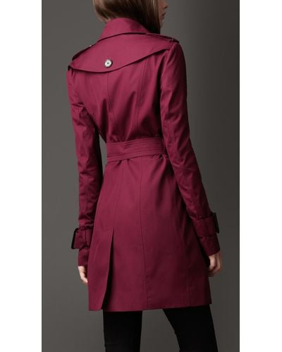 Burberry Mid-Length Technical Cotton Double Gun Flap Trench Coat in Red ...