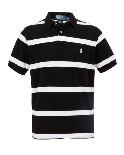 Polo Ralph Lauren Custom Fit Stripe Polo Shirt in Black/White (Black ...