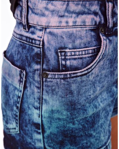 Asos Collection Denim Shorts In Ombre Colored Acid Wash In Blue Lyst