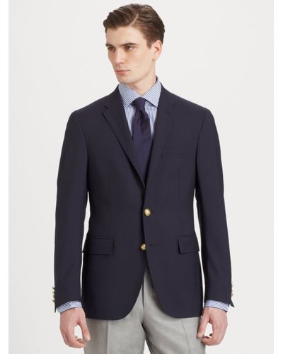 Polo Ralph Lauren Customfit Wool Blazer in Dark Blue (Blue) for Men - Lyst