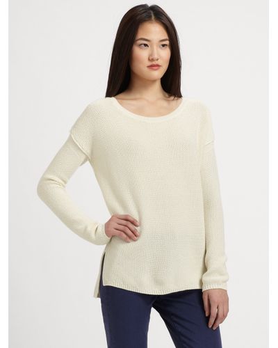 Vince Cotton Cashmere Crewneck Sweater in Light Grey (Gray) - Lyst