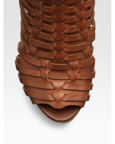 Givenchy Corinne Woven Leather Wedge Sandals in Brown - Lyst