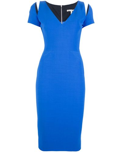 Victoria Beckham Fitted Pencil Dress in Blue - Lyst