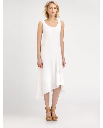 Eileen Fisher Irish Linen Sleeveless Dress in White - Lyst