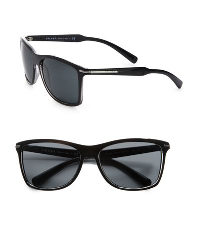 Prada Arrow Wayfarer Sunglasses in Black - Lyst