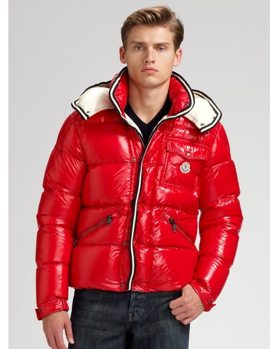 all red moncler jacket