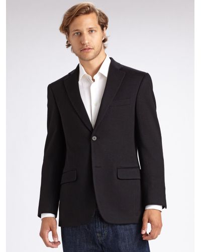 Saks Fifth Avenue Cashmere Blazer in Black for Men - Lyst