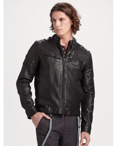 Converse Washed Leather Jacket in Black for Men - Lyst
