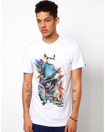 adidas Originals Tshirt with Panda Print in White for Men - Lyst